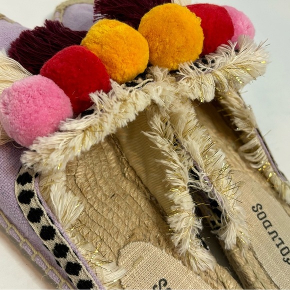 Soludos Lilac Pom Fringe Mule Espadrilles 7 - Picture 5 of 9